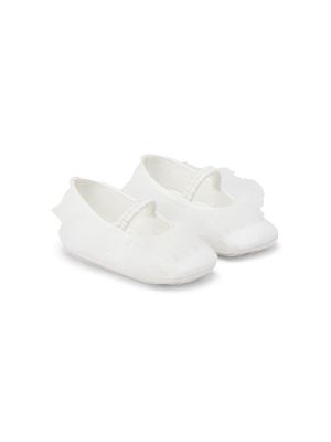 Monnalisa ruffled satin ballerina shoes - White