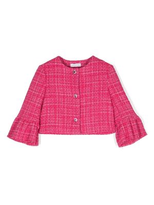 Monnalisa ruffled tweed jacket - Pink