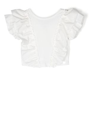 Monnalisa ruffled V-back T-Shirt - White