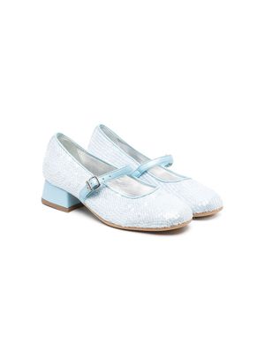 Monnalisa sequin-embellished 35mm ballerina shoes - Blue