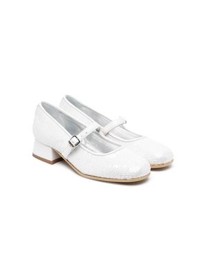 Monnalisa sequin-embellished 35mm ballerina shoes - White