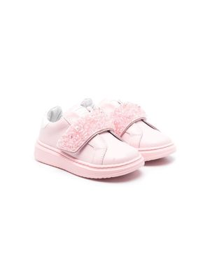 Monnalisa sequin-embellished touch-strap sneakers - Pink