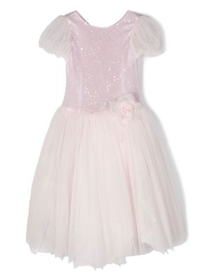 Monnalisa sequin-embellished tulle gown - Pink