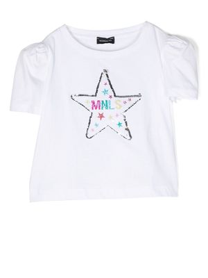 Monnalisa sequin-star T-shirt - White