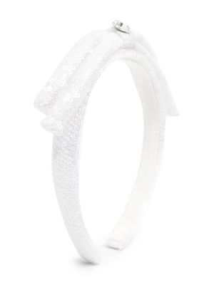 Monnalisa sequinned bow-detail hairband - Neutrals