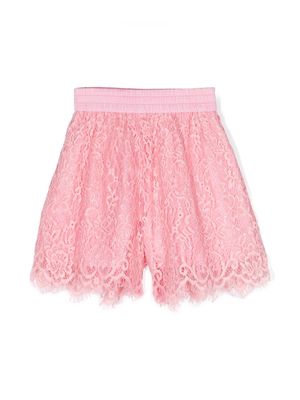 Monnalisa sequinned corded-lace shorts - Pink
