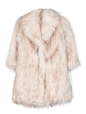 Monnalisa shawl-collar faux-fur design - Neutrals