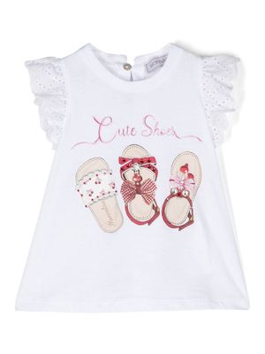 Monnalisa shoes-print T-shirt - White