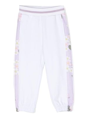 Monnalisa side-stripe cotton blend track pants - White