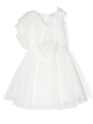 Monnalisa single-sleeve belted dress - White
