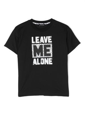 Monnalisa slogan-print cotton T-shirt - Black