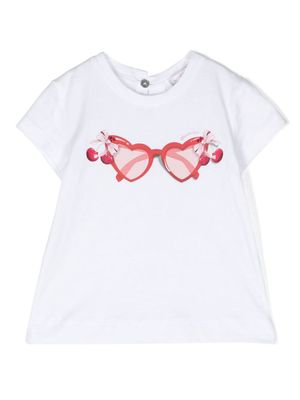 Monnalisa St. Glasses cotton T-shirt - White