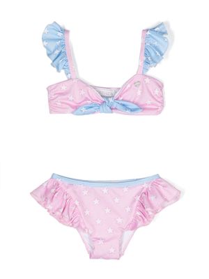 Monnalisa star-print ruffled bikini set - Pink