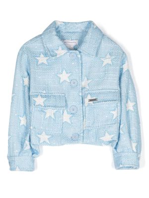 Monnalisa star-print sequinned shirt jacket - Blue