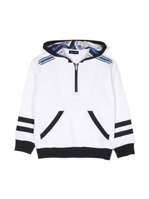 Monnalisa stripe-detailing cotton hoodie - White
