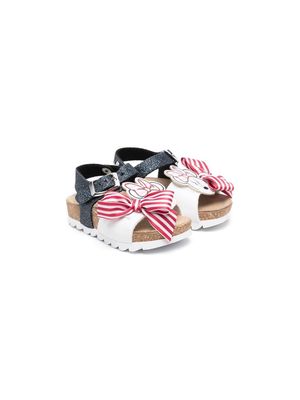 Monnalisa striped bow sandals - White