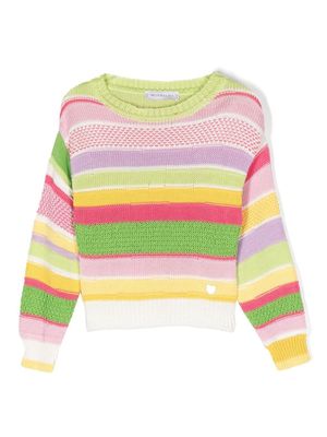 Monnalisa striped knit jumper - Pink