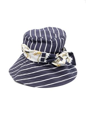 Monnalisa striped scarf-trim hat - Blue
