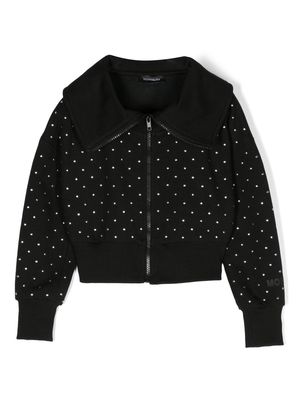 Monnalisa stud-embellished zip-up jacket - Black