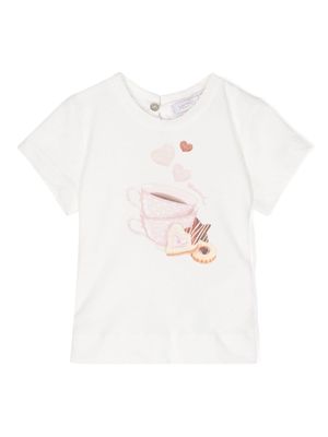 Monnalisa Sweet treats-print cotton T-shirt - White