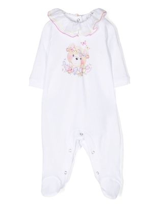 Monnalisa teddy-bear illustration print cotton pajama - White
