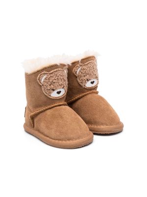Monnalisa teddy-bear patch boots - Brown