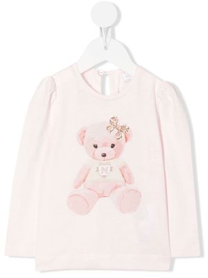 Monnalisa teddy bear-print cotton T-Shirt - Pink
