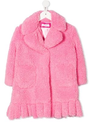 Monnalisa teddy fringed-hem coat - Pink
