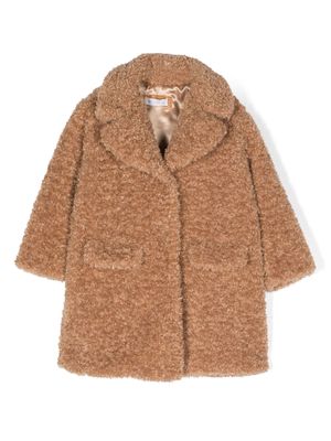 Monnalisa teddy single-breasted coat - Brown