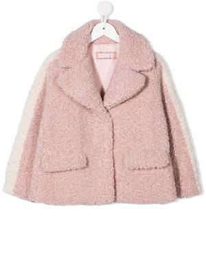 Monnalisa teddy single-breasted coat - Pink
