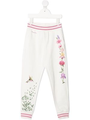 Monnalisa TEEN floral track pants - White