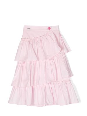 Monnalisa tiered cotton midi-skirt - Pink