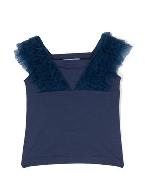 Monnalisa tulle-inserts tank top - Blue