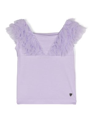 Monnalisa tulle -nserts cotton top - Purple