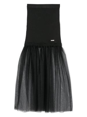 Monnalisa tulle-panel ribbed skirt - Black