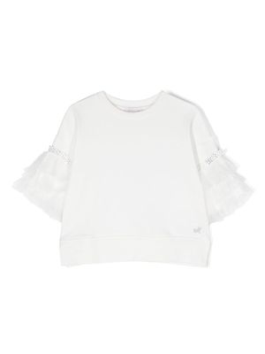 Monnalisa tulle-sleeves T-shirt - White