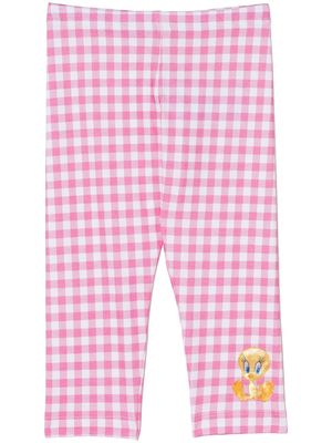 Monnalisa Tweety-print checked leggings - Pink