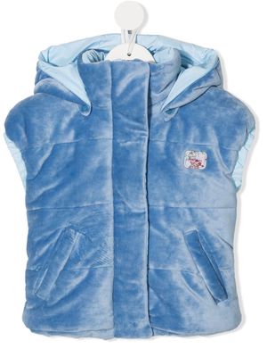 Monnalisa velour logo-patch vest - Blue