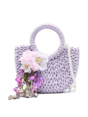 Monnalisa woven-raffia tote bag - Purple