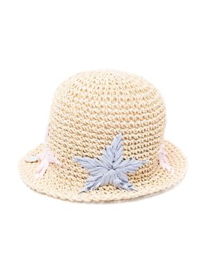 Monnalisa woven-star sun hat - Neutrals