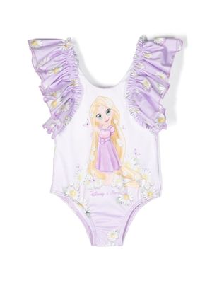 Monnalisa x Disney graphic-print ruffled swimsuit - Purple