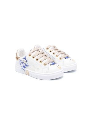Monnalisa x Donald Duck leather sneakers - White