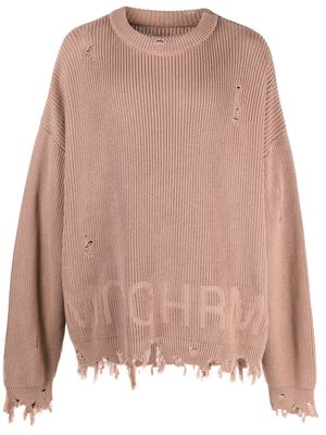 MONOCHROME distressed-effect knitted jumper - Neutrals