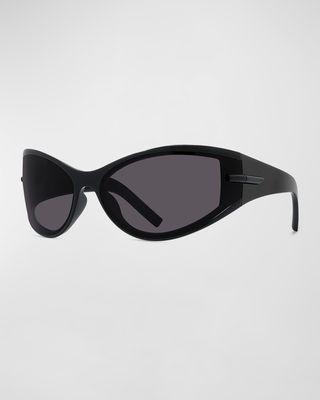 Monochrome Logo Acetate Wrap Sunglasses