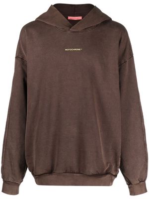 MONOCHROME logo-embossed cotton hoodie - Brown