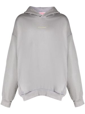 MONOCHROME logo-embossed cotton hoodie - Grey