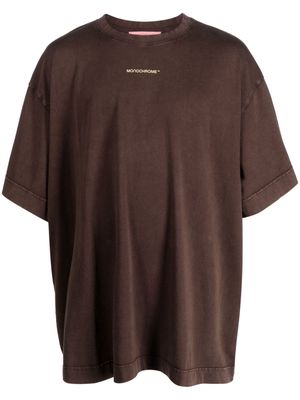 MONOCHROME logo-embroidered cotton T-shirt - Brown