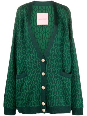 MONOCHROME patterned-intarsia V-neck cardigan - Green
