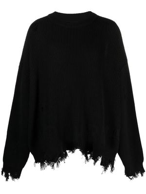 MONOCHROME ribbed-knit ripped jumper - Black
