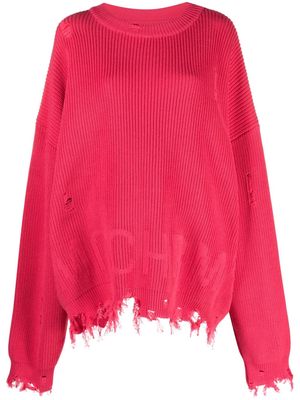 MONOCHROME ribbed-knit ripped jumper - Pink
